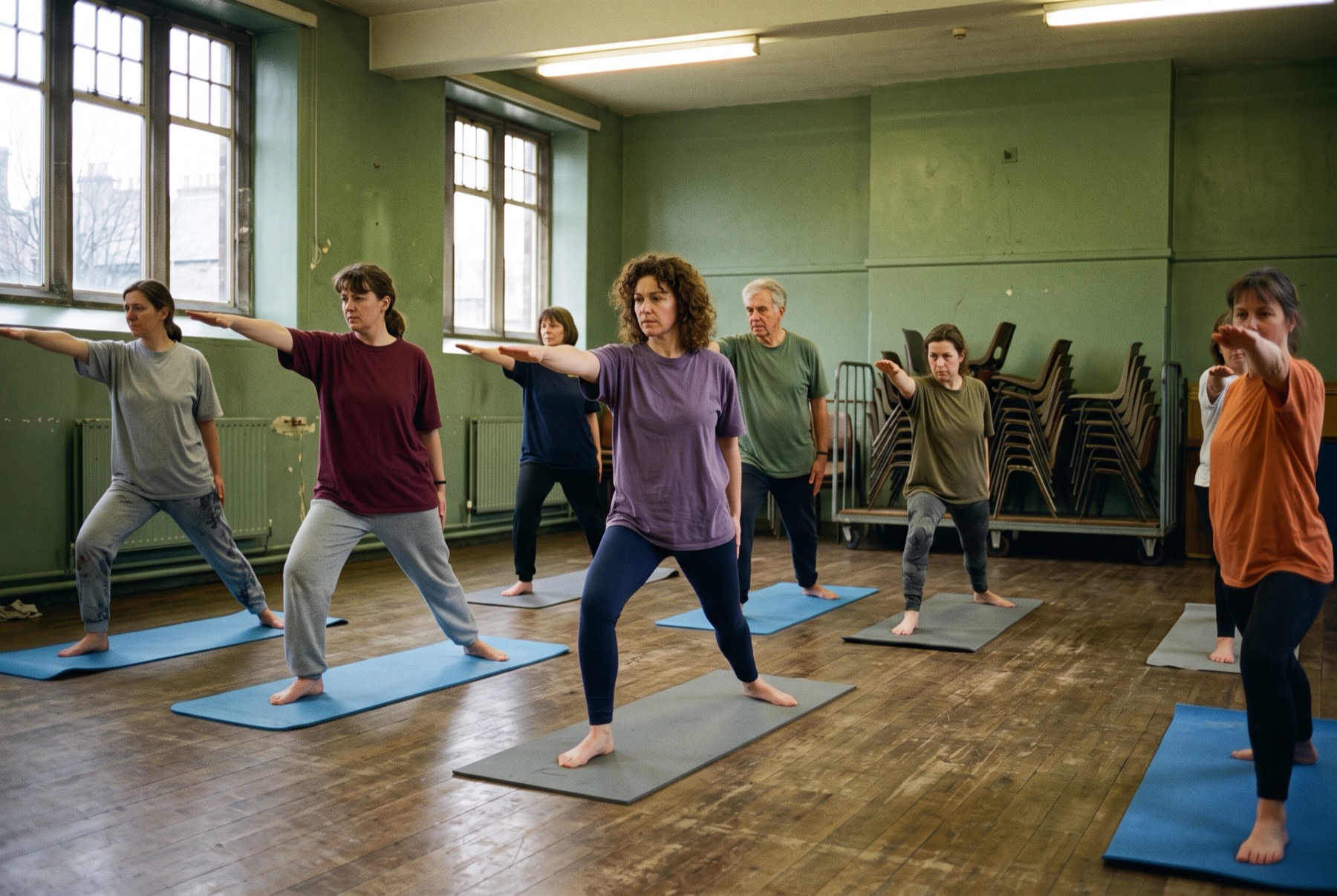 A beginners class in an Edinburgh hall